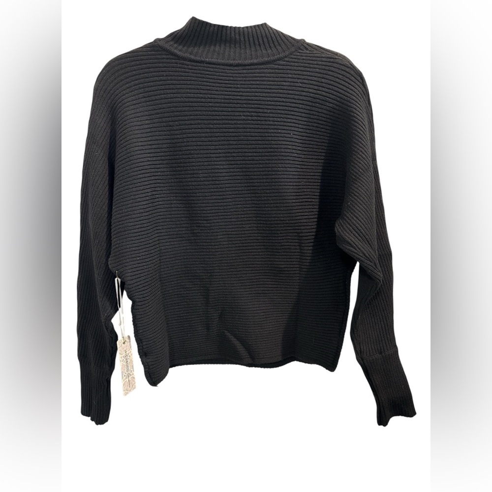 NWT IRIS Ribbed Mock Neck Sweater Black Size L | Modern Minimal - Picture 4 of 7